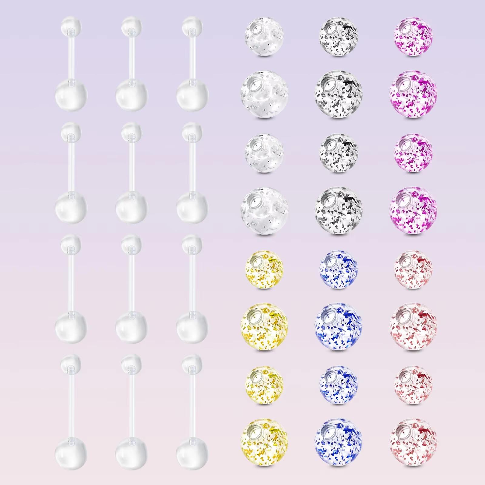 Body Jewelry Replacement Ball - 12pcs 14G acrílico transparente ombligo perforaciones