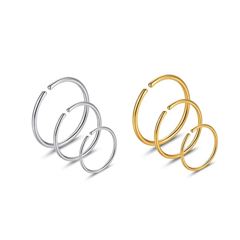 Body Jewelry Surgical Steel - Lote de 6 Anillos Hipoalergénicos para