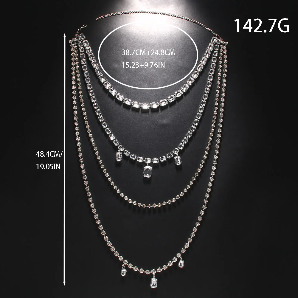 Brillo de diamantes de imitaci - Body Jewelry Necklace reseña y precio
