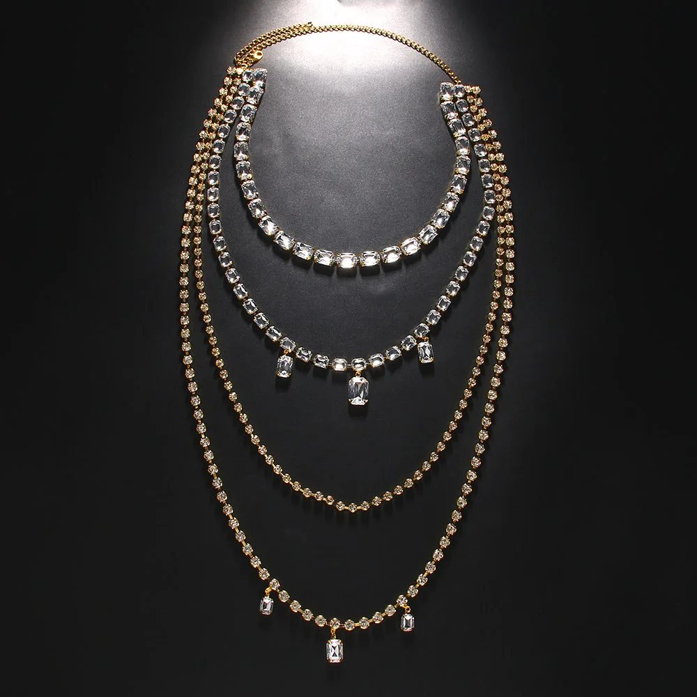 Brillo de diamantes de imitaci - Body Jewelry Necklace reseña y precio